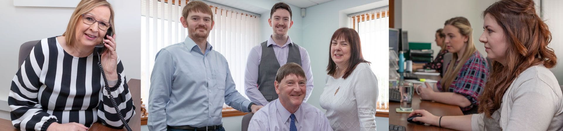 a group of six professionals in an office setting, with a mix of formal and casual attire, engaged in conversation and teamwork