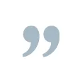 a light blue quotation mark icon set against a white circular background, symbolizing a quote or speech